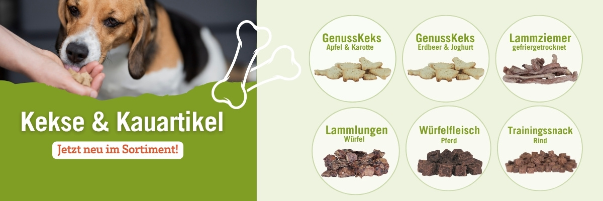 Neu im Sortiment! Kekse & Kauartikel
