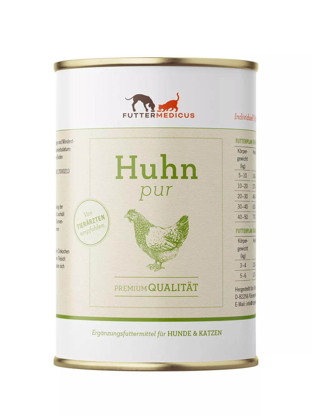 Futtermedicus Huhn pur 400g I Reinfleischdose